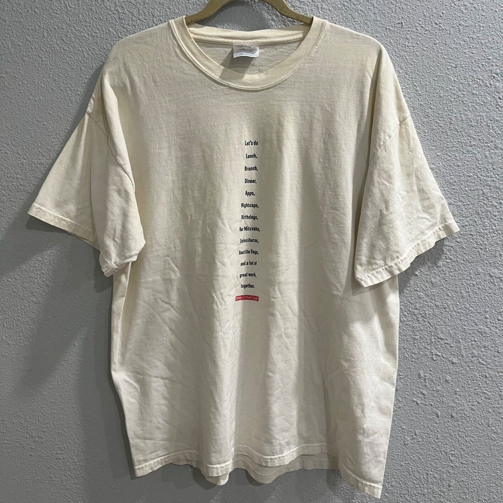 Hanes Beefy T shirt Vintage TGI Fridays Off White Adult XL TBWA/CHIAT/DAY